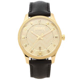 Gucci Eryx Automatic Chevron Gold Dial Black Leather Strap Watch For Men - YA126340 Authentic Buy Shop Now
