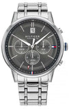 Tommy Hilfiger Kyle Chronograph Grey Dial Silver Steel Strap Watch for Men - 1791632 Authentic Buy Shop Now