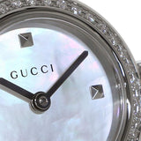Gucci Diamantissima Diamonds Mother of Pearl Dial Black Leather Strap Watch For Women - YA141511 Authentic Buy Shop Now