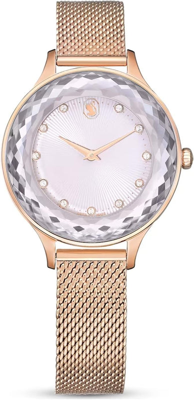 Swarovski Octea Nova Silver Dial Rose Gold Mesh Strap Watch for Women - 5650011 Authentic Buy Shop Now
