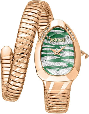 Just Cavalli Taglio Green Dial Rose Gold Steel Strap Watch for Women - JC1L225M0065 Authentic Buy Shop Now