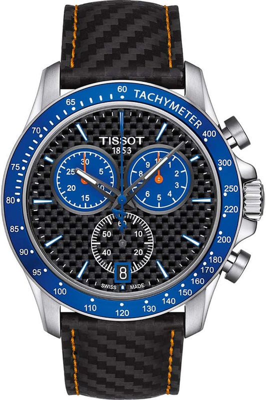 Tissot V8 Alpine Carbon Chronograph Black Dial Black Leather Strap Watch For Men - T106.417.16.201.00 Authentic Buy Shop Now