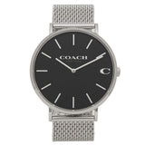 Coach Charles Black Dial Silver Mesh Bracelet Watch for Men - 14602144 Authentic Buy Shop Now