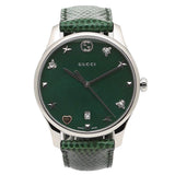 Gucci G-Timeless Mother of Pearl Green Dial Green Leather Strap Watch For Women - YA1264042 Authentic Buy Shop Now