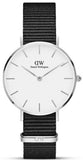 Daniel Wellington Classic Petite Cornwall White Dial Black NATO Strap Watch For Women - DW00100254 Authentic Buy Shop Now
