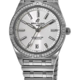 Breitling Chronomat Automatic 36 Diamonds White Dial Silver Steel Strap Watch for Women - A10380591A1A1 Authentic Buy Shop Now