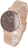 Daniel Wellington Petite Melrose Brown Dial Rose Gold Mesh Strap Watch For Women - DW00100477 Authentic Buy Shop Now