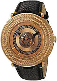 Versace V Metal Icon Black Dial Black Leather Strap Watch For Men - VQL020015 Authentic Buy Shop Now