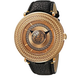 Versace V Metal Icon Black Dial Black Leather Strap Watch For Men - VQL020015 Authentic Buy Shop Now