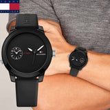 Tommy Hilfiger Denim Black Dial Black Rubber Strap Watch for Men - 1791326 Authentic Buy Shop Now