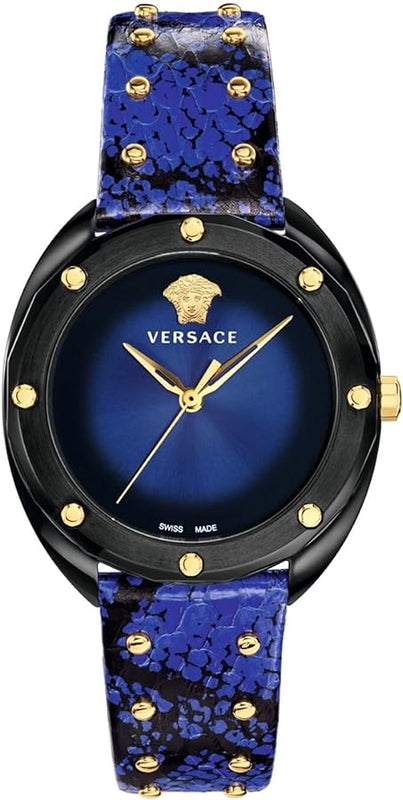 Versace Shadov Quartz Black Dial Blue Leather Strap Watch for Men - VEBM00418 Authentic Buy Shop Now