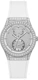 Guess Princess Crystals Silver Dial White Silicone Strap Watch For Women - GW0439L1 Authentic Buy Shop Now