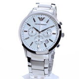 Emporio Armani Renato Chronograph Cream Dial Silver Steel Strap Watch For Men - AR2458 Authentic Buy Shop Now