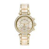 Michael Kors Parker Chronograph Gold Dial Gold Steel Strap Watch For Women - MK6831 Authentic Buy Shop Now