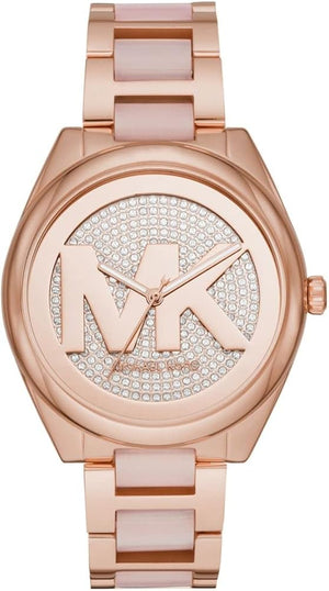 Michael Kors Janelle Three Hand Rose Gold Dial Two Tone Steel Strap Watch For Women - MK7089 Authentic Buy Shop Now