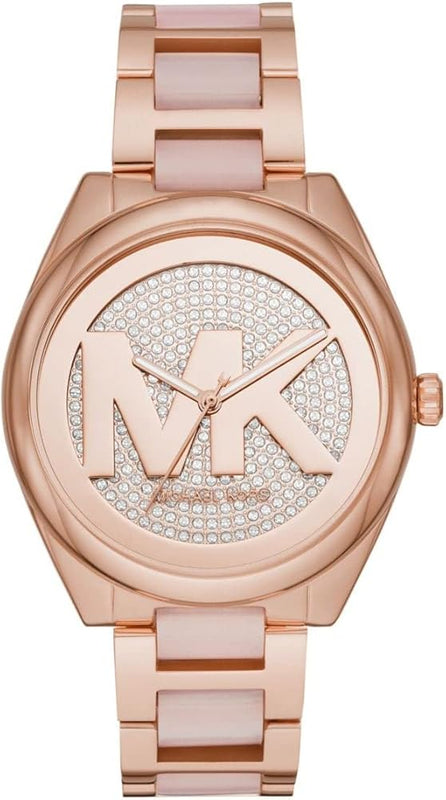 Michael Kors Janelle Three Hand Rose Gold Dial Two Tone Steel Strap Watch For Women - MK7089 Authentic Buy Shop Now