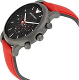 Emporio Armani Luigi Chronograph Black Dial Red Leather Strap Watch For Men - AR1971 Authentic Buy Shop Now