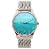 Gucci G-Timeless Turquiose Mother of Pearl Dial Silver Mesh Bracelet Watch For Women - YA1264039 Authentic Buy Shop Now