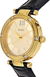 Guess Park Avenue Quartz Gold Dial Black Leather Strap Watch For Women - W0838L1 Authentic Buy Shop Now
