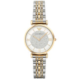 Emporio Armani Gianni T Bar White Dial Two Tone Steel Strap Watch For Women - AR8031 Authentic Buy Shop Now