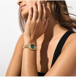 Michael Kors Lexington Pave Three-Hand Green Dial Gold Steel Strap Watch for Women - MK4842 Authentic Buy Shop Now