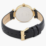 Guess Park Avenue Quartz Gold Dial Black Leather Strap Watch For Women - W0838L1 Authentic Buy Shop Now