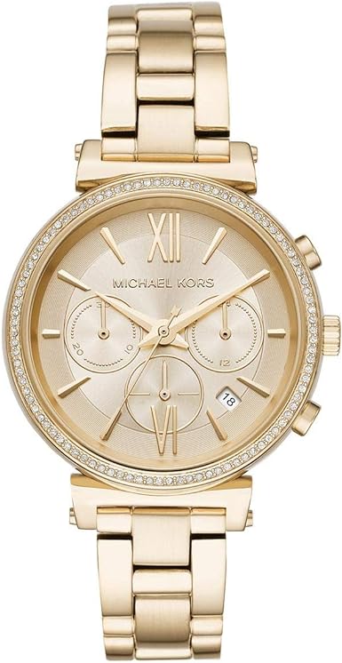 Michael Kors Sofie Chronograph Quartz Gold Dial Gold Steel Strap Watch For Women - MK6559 Authentic Buy Shop Now