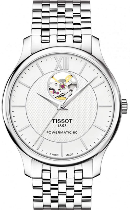 Tissot Tradition Powermatic 80 Open Heart Automatic Watch For Men - T063.907.11.038.00 Authentic Buy Shop Now