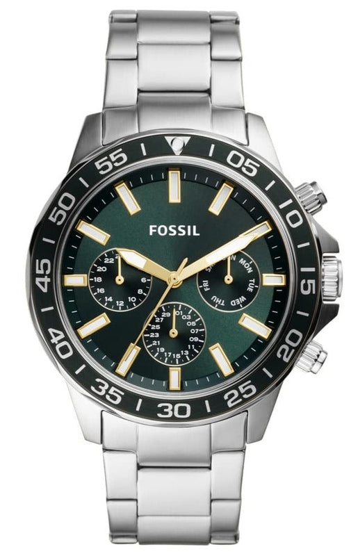 Fossil Bannon Chronograph Green Dial Silver Steel Strap Watch for Men - BQ2492 Authentic Buy Shop Now