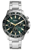 Fossil Bannon Chronograph Green Dial Silver Steel Strap Watch for Men - BQ2492 Authentic Buy Shop Now