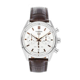 Tag Heuer Carrera Chronograph White Dial Brown Leather Strap Watch for Men - CBN2013.FC6483 Authentic Buy Shop Now