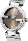 Gucci Interlocking G Brown Dial Silver Steel Strap Watch For Women - YA133506 Authentic Buy Shop Now