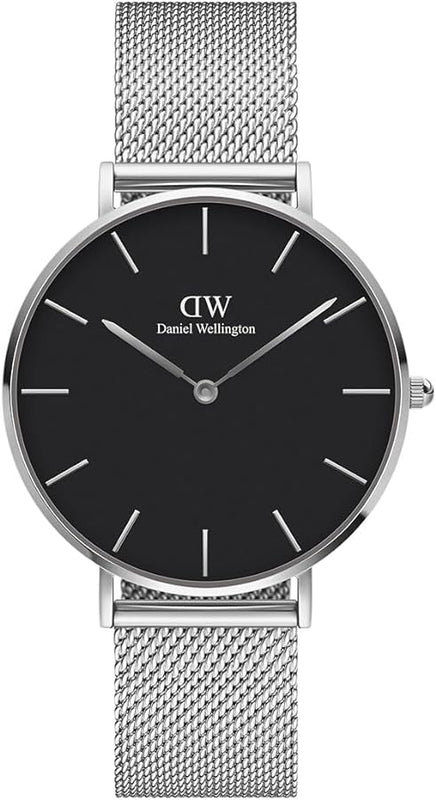 Daniel Wellington Petite Sterling Black Dial Silver Mesh Bracelet Watch For Women - DW00100218 Authentic Buy Shop Now