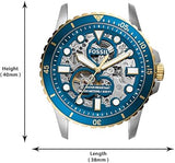 Fossil FB-01 Automatic Skeleton Blue Dial Two Tone Steel Strap Watch for Men - ME3191 Authentic Buy Shop Now