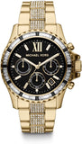 Michael Kors Everest Chronograph Black Dial Gold Steel Strap Watch For Women - MK5828 Authentic Buy Shop Now