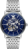 Emporio Armani Aviator Multifunction Blue Dial Silver Mesh Bracelet Watch For Men - AR60024 Authentic Buy Shop Now