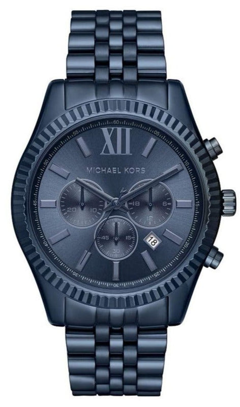 Michael Kors Lexington Chronograph Blue Dial Blue Steel Strap Watch for Men - MK8480 Authentic Buy Shop Now