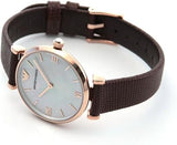 Emporio Armani Analog White Dial Brown Leather Strap Watch For Men - AR9042 Authentic Buy Shop Now