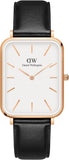 Daniel Wellington Quadro White Dial Black Leather Strap Watch For Women - DW00100450 Authentic Buy Shop Now