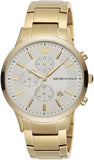 Emporio Armani Renato Chronograph White Dial Gold Steel Strap Watch For Men - AR11332 Authentic Buy Shop Now