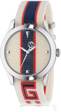 Gucci G Timeless Quartz White Dial Two Tone NATO Strap Watch For Men - YA1264071 Authentic Buy Shop Now