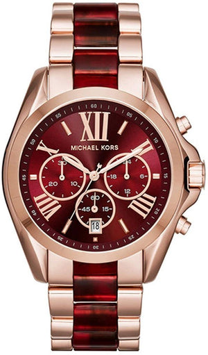 Michael Kors Bradshaw Burgundy Dial Two Tone Steel Strap Watch for Women - MK6270 Authentic Buy Shop Now