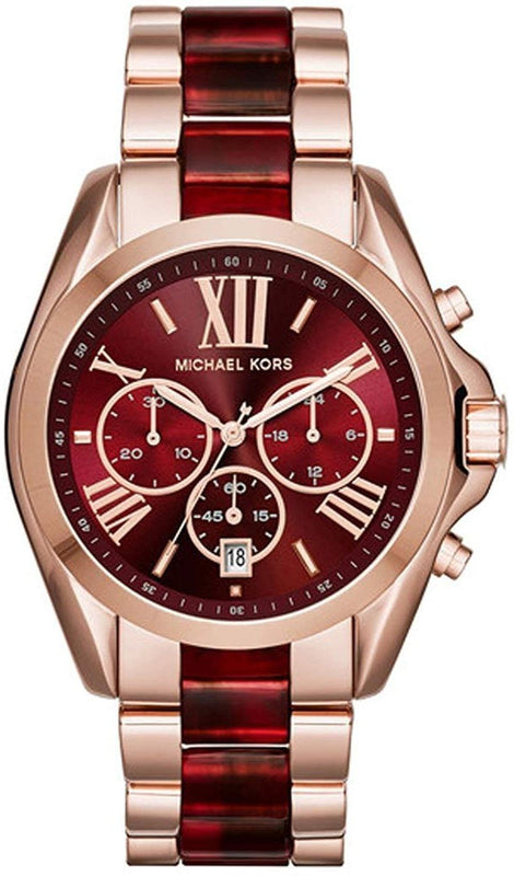 Michael Kors Bradshaw Burgundy Dial Two Tone Steel Strap Watch for Women - MK6270 Authentic Buy Shop Now