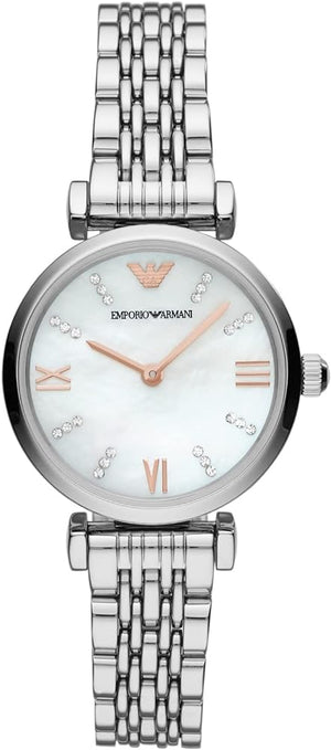Emporio Armani Donna Mother of Pearl Dial Silver Steel Strap Watch For Women - AR11204 Authentic Buy Shop Now