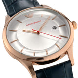 Emporio Armani Classic Silver Dial Blue Leather Strap Watch For Men - AR11131 Authentic Buy Shop Now