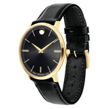 Movado Ultra Slim Black Dial Black Leather Strap Watch For Men - 0607087 Authentic Buy Shop Now