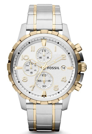Fossil Dean Chronograph White Dial Silver Steel Strap Watch for Men - FS4795 Authentic Buy Shop Now