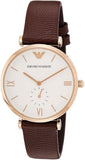 Emporio Armani Analog White Dial Brown Leather Strap Watch For Men - AR9042 Authentic Buy Shop Now