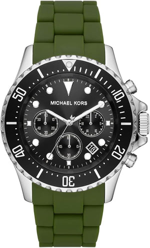 Michael Kors Everest Chronograph Black Dial Green Silicone Strap Watch For Men - MK8981 Authentic Buy Shop Now