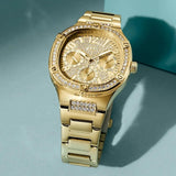 Guess Duchess Quartz Gold Dial Gold Steel Strap Watch For Women - GW0558L2 Authentic Buy Shop Now